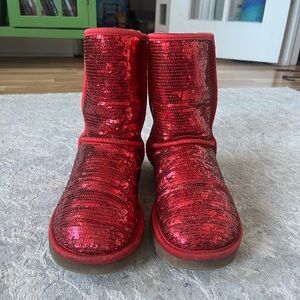 UGG Sparkling Red Sequin Boots
